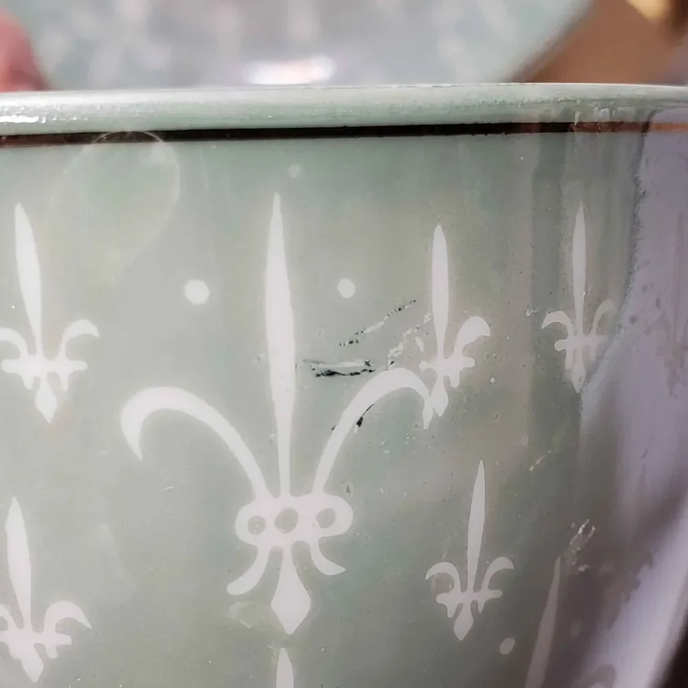 Fleur De Lis Teacup and Saucer Floral Vintage